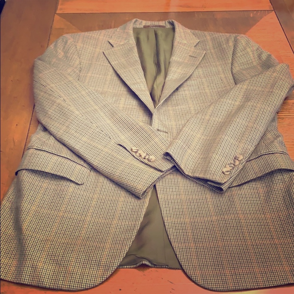 Hickey Freeman neutral houndstooth sport coat
